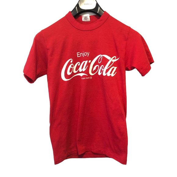 VTG Single Stitch Signal Sportswear Coca-Cola Red USA Made Script T-Shirt Small - Picture 9 of 10